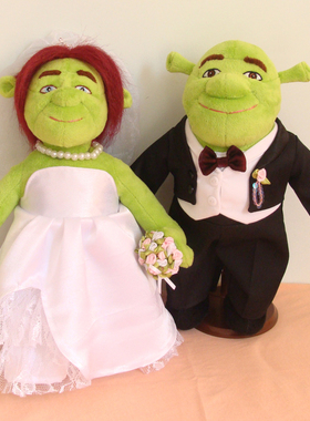 千芝鹤㊣史瑞克SHREK费欧娜公主夫妇玩偶梦工厂 只做展示