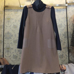 韩版 5折特价 君心品牌孕妇装 拼皮革孕妇背心裙124185425 正品 时尚