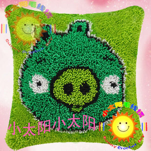 段段绣/毛线绣/绒绣/钩针绣/抱枕靠枕 愤怒的小鸟-猪海豚(2件包邮