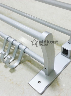 太空打孔铝浴室挂钩架太空铝双层活动架 折叠式浴巾毛巾面布架