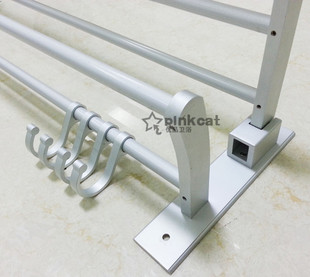 太空打孔铝浴室挂钩架太空铝双层活动架 折叠式浴巾毛巾面布架