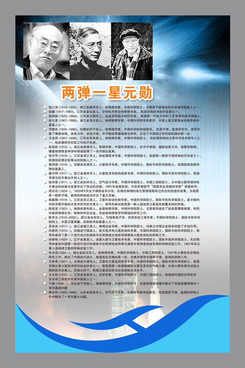 609海报印制海报展板素材357名人名言版面两弹一星元勋简介