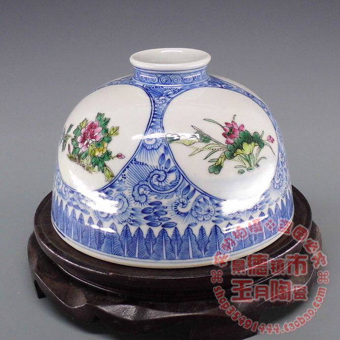摆件 景德镇陶瓷器仿古太白尊青花斗彩手绘花卉纹装饰工艺品花瓶