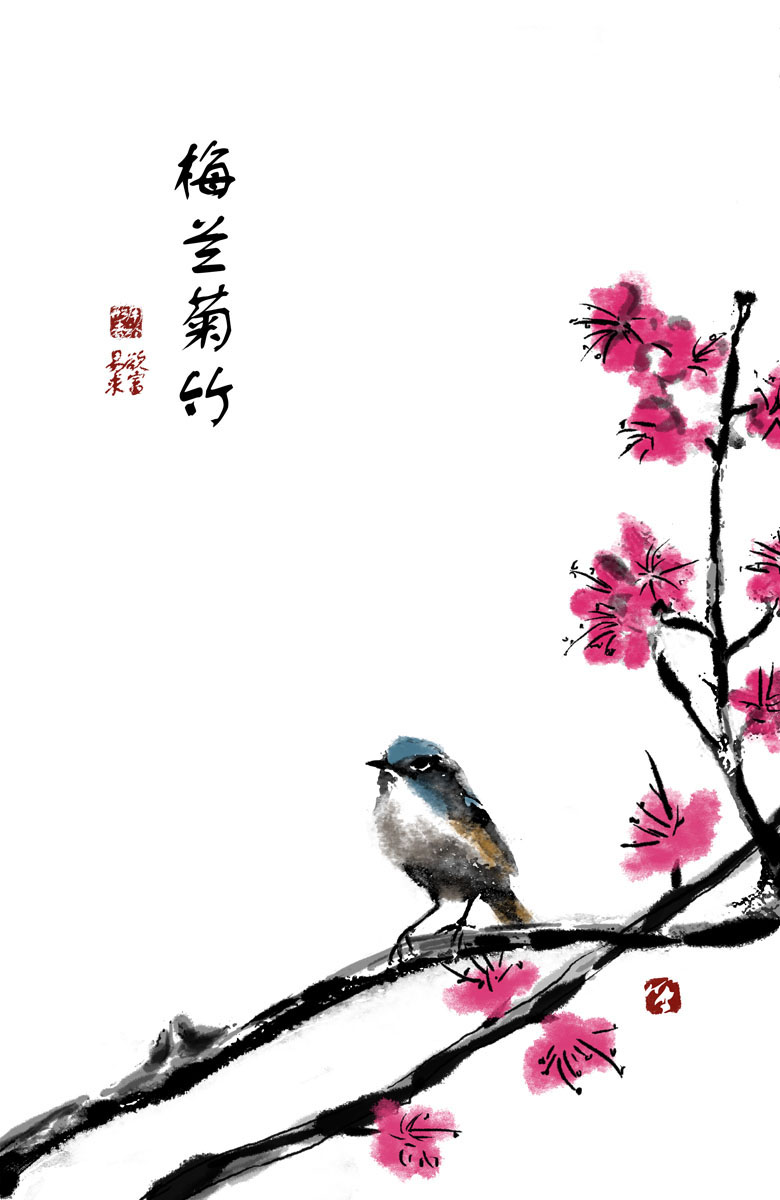 海报印制667展板素材751梅花 水墨花