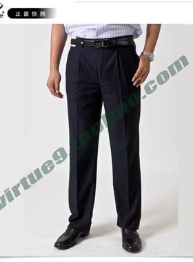 商务正装富绅纯色藏青色男士西裤Virtue/富绅免烫单双褶正装西裤