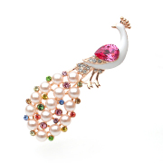 Ya na Han noble elegant retro shiny luxury Peacock rhinestone brooch C0034