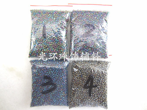 diy珠子手工串珠材料 2mm米珠矿绿色/矿紫色/矿蓝色/矿灰色4色入