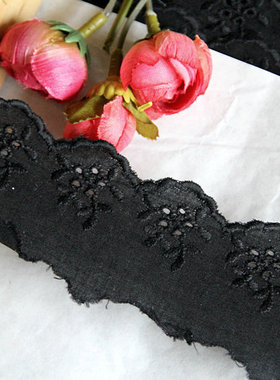 12D特价  客供 黑色棉布丝光棉线镂空绣4公分宽 2.5元1米