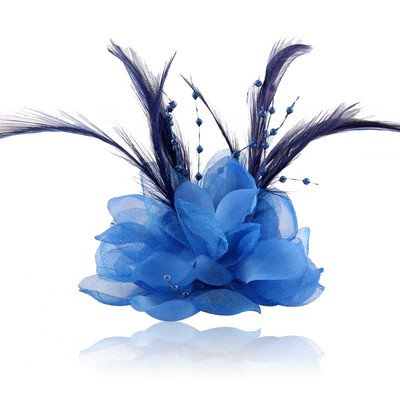 韩版小串珠羽毛布艺胸花舞蹈配饰