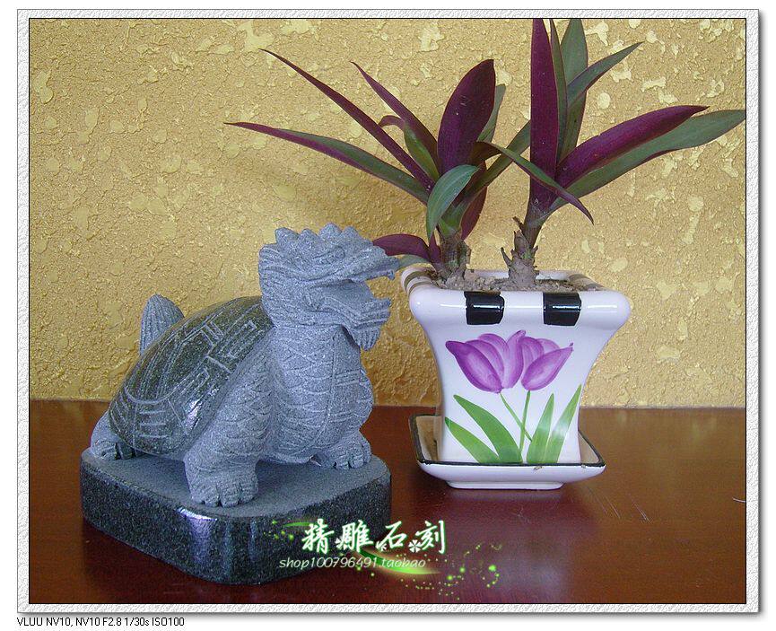 石雕石龟青石龙头龟摆件