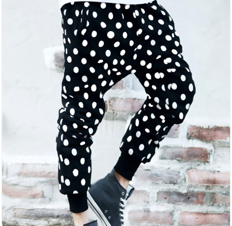 非主流圆点韩版修身大码休闲裤