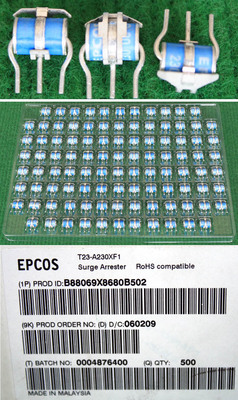 EPCOS西门子T23-A230XF1三极 陶瓷 气体 放电管 测试工作电压160V