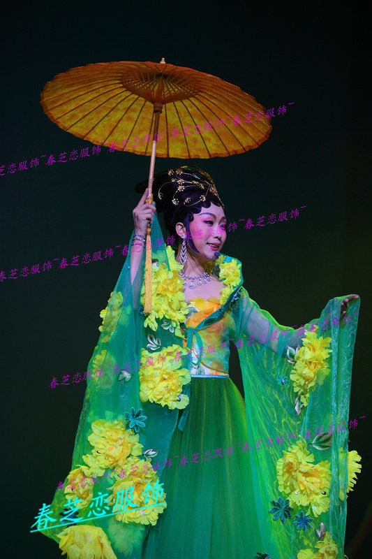 反串李玉刚镜花水月菊花台舞台表演 演出服反串男古装