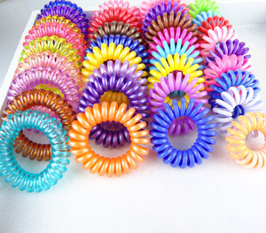 韩版糖果色发绳 塑料头圈 电话线发圈 时尚头绳皮筋头饰发饰