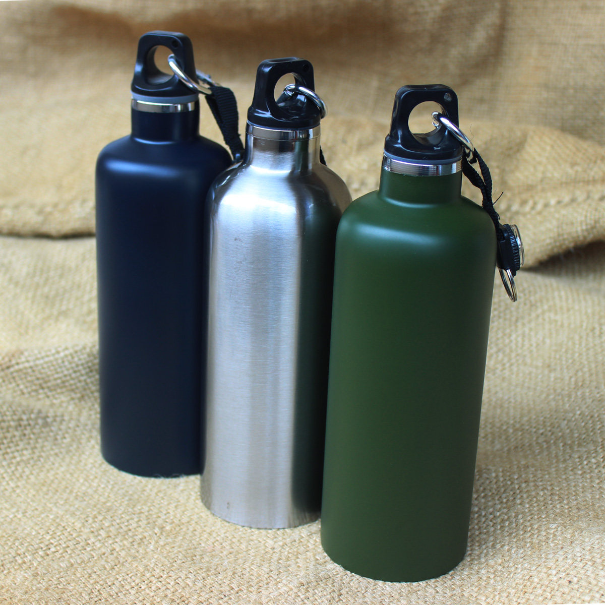 纯军绿色 军迷用品 户外水壶 不锈钢双层真空水壶 水壶定做商标