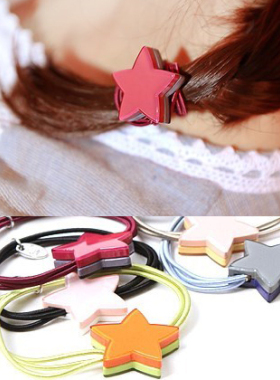 AngelRena韩国进口发饰正品双面星星双色百搭可爱皮筋发圈发绳G2