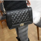 韩国新款 亏本清仓 真皮牛皮菱格链条斜挎单肩手拿女包大包