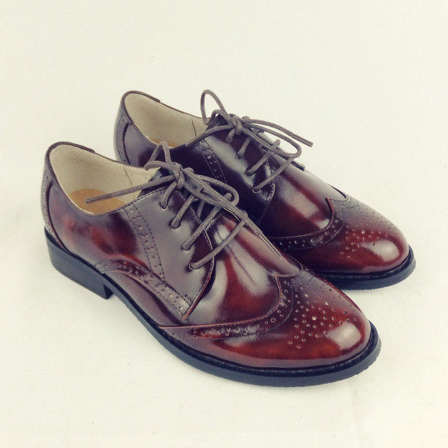 英伦风复古真皮brogue布洛克雕花牛津鞋男女式情侣尖头手工鞋包邮