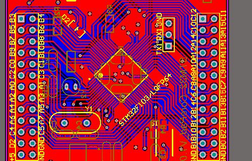 STM32F103开发板pcb STM32F103RBT6最小系统原理图 LQFP64 STM32