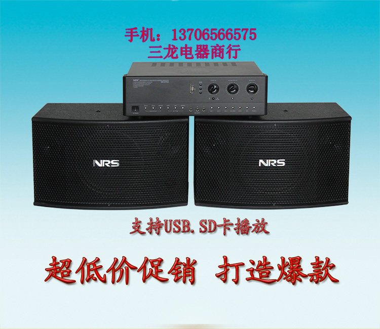 包邮NRS 10寸音箱 +KB100大功率功放机会议店铺家用KTV