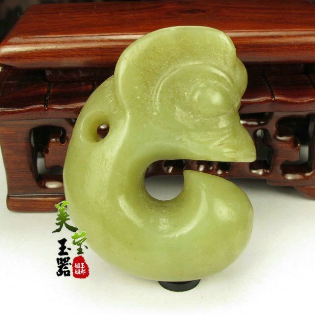 美莹玉器收藏饰品天然黄白老玉手把玩红山文化手把件玉猪龙可证书