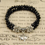 Handmade beaded jewelry DIY kit Crystal Miao Silver Flower Tibetan silver Devil fish double bracelet