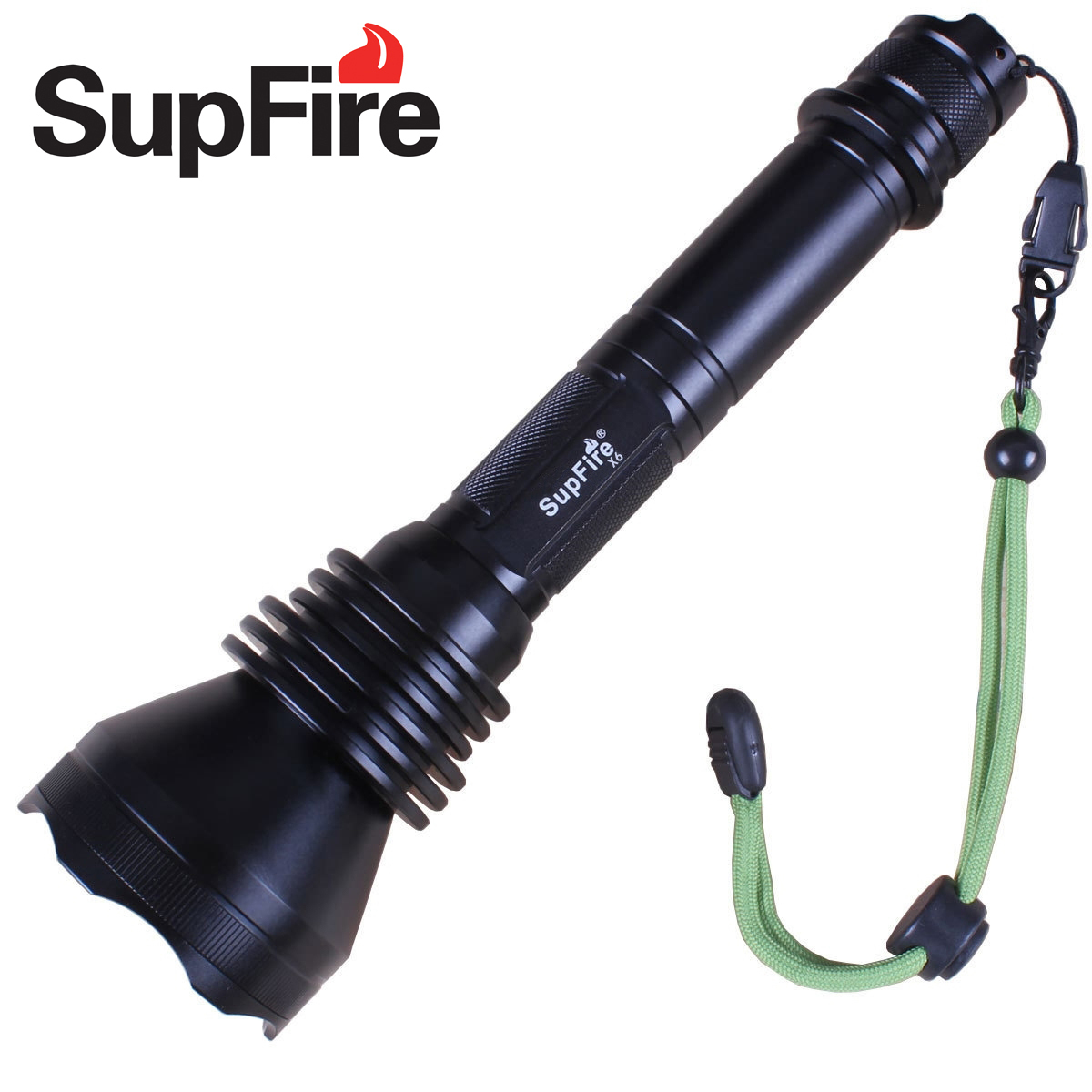 包郵正品強光LED10W手電筒SupFire X6裝一節或兩節電池高亮泛光