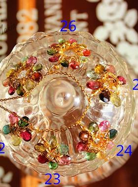 天然手工碧玺项链水滴切面吊坠