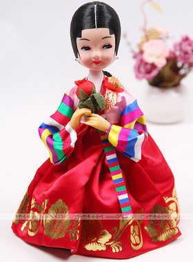 韩国原装进口韩服娃娃/韩国工艺摆设品/花女单偶/高19cm/H-P01569