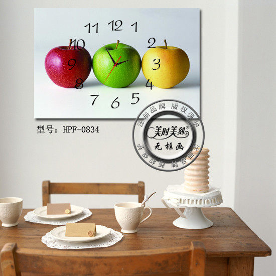 水果无框画餐厅壁画苹果加钟静音装饰画现代挂画简约家居墙饰画