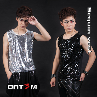 夏季 男修身 舞台时尚 亮片背心男夜店男DJ模特舞台DS男T台演出服装