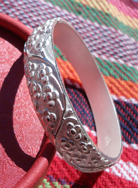 梅花镯子饰品手饰纯手工足银手镯