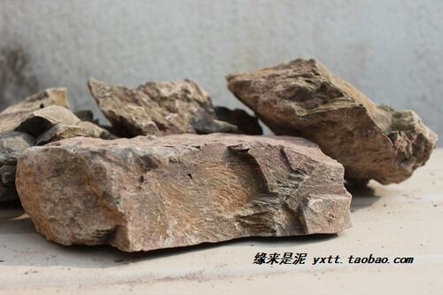 古今紫缘宜兴紫砂壶稀有矿料紫砂泥料原矿石标本 黄龙山 降坡泥