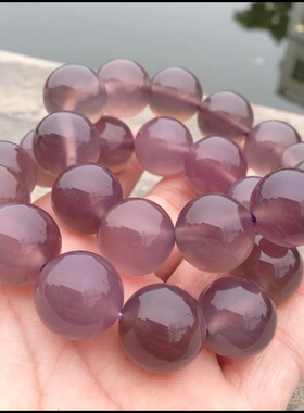 帝王紫玉髓纯天然灰紫原石情侣正品生日礼物男女款珠链18mm