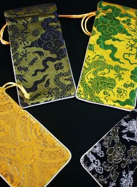 装饰 蚕丝礼品 南京云锦中国风 吉祥云锦 灰色花纹多色挂绳手机袋