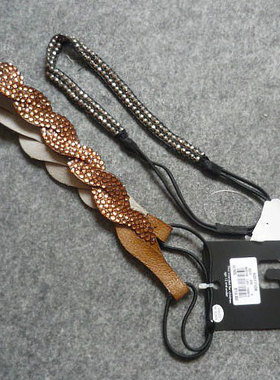 出口外贸 vintage 复古烫钻 串珠发带 发绳 发圈 女 Z050602