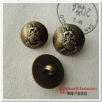 扣子 纽扣 复古树脂电镀 仿古铜皇冠狮子纽扣 18mm21.5mm