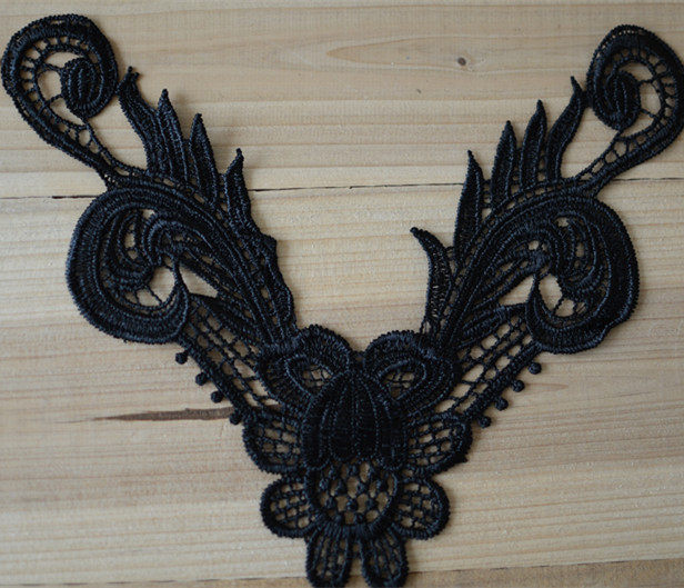 DIY服装辅料优质黑色水溶蕾丝衣领领花20CM*7CM2.8元1个