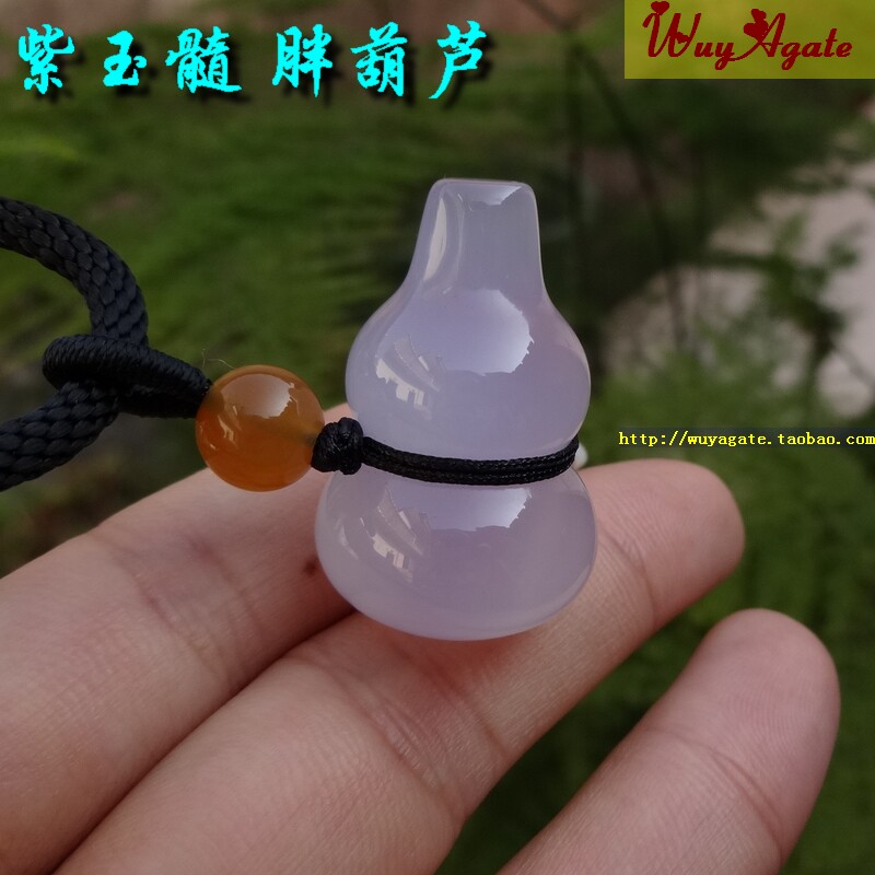 现货巴西纯天然冰彩紫玉髓胖葫芦玛瑙吊坠少女款挂件复古半宝石