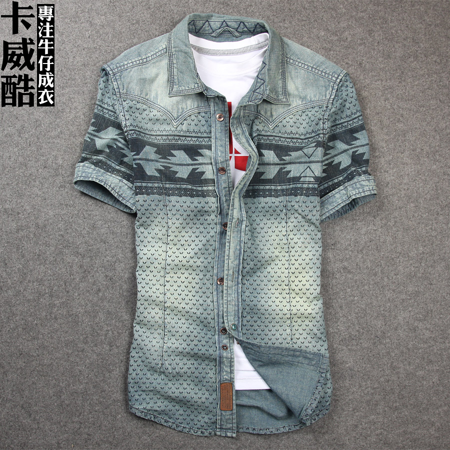 牛仔面料，表面印花，怀旧水洗工艺