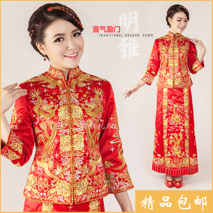 喜气盈门金银线裙褂龙凤褂新娘结婚中式礼服旗袍敬酒敬茶服可定做