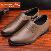 Red Dragonfly new genuine leather men's shoes fall fashion business-zipper foot wear leather shoes men's shoes