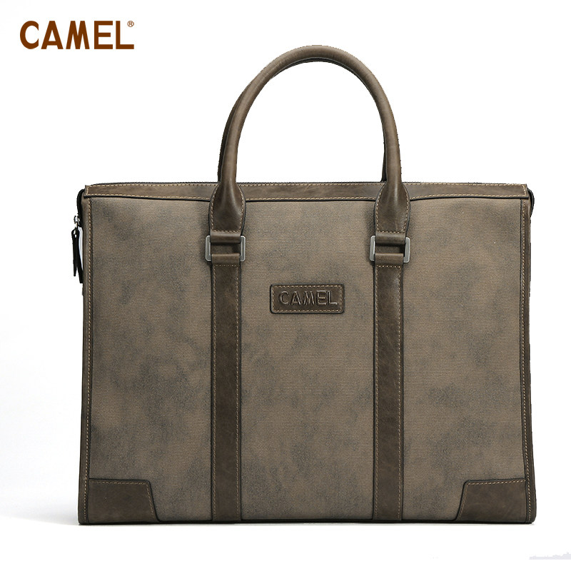 【非卖品】camel骆驼正品时尚帆布男士包商务手提斜挎包潮流包包