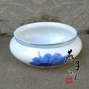 超值景德镇陶瓷器 手绘青花笔洗 烟灰缸荷花装饰商务烟缸摆件
