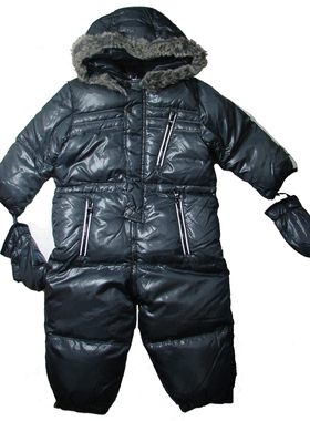 乐天BABY*外贸H 2-3岁黑色超厚羽绒哈衣棉袄棉服防寒服