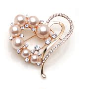 Post Korean version of smile package Pearl Heart brooch Crystal rhinestone women high corsage pin clasp accessories