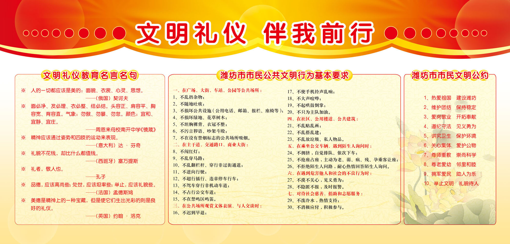 637海报印制海报展板素材687文明礼仪教育行为要求公约名言句