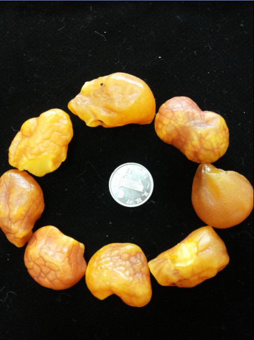 波兰海漂纯天然琥珀蜜蜡原矿原石 精品海飘籽料 男士手串手链