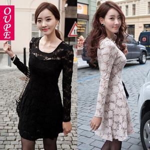 7元包邮 蕾丝边碎花连衣裙 黑/白2色