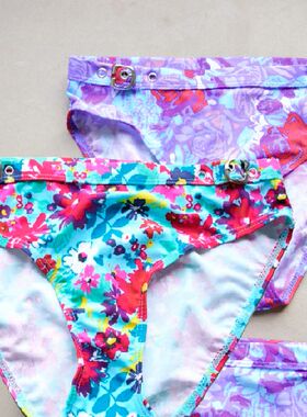 莹BR668-19 SALVALE 外貿比基尼泳褲  紅紫花 S M L 臀86~92CM